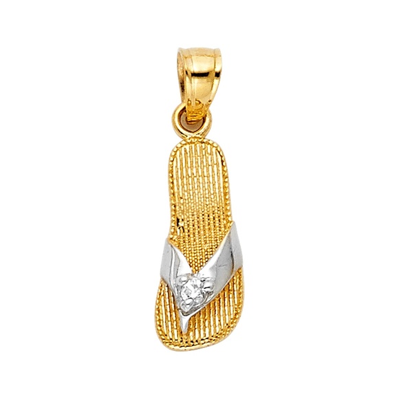 14K Two ToneCZ Sandal Pendant